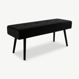 Skyler Dining Bench, Black Velvet & Black