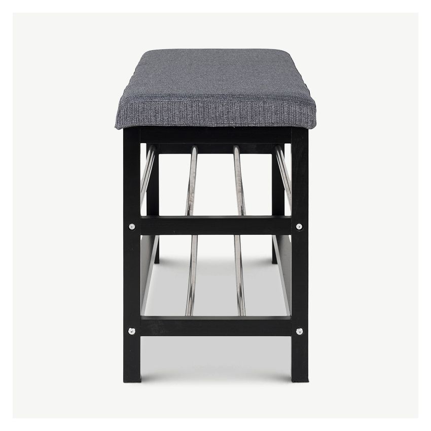 Pandora Bench, Grey Fabric & Black steel