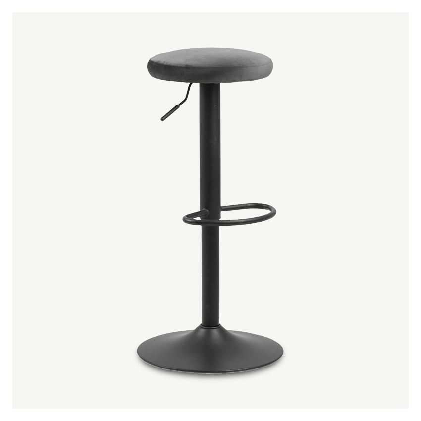 Seja Adjustable Stool, Grey Velvet