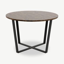 Avery Round Dining Table, Brown Marble Look - Ø110 cm