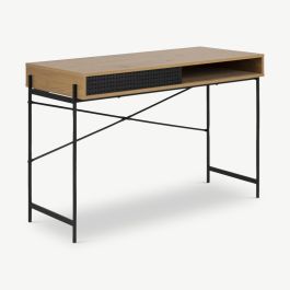 Lyla Desk, Oak Effect & Black Metal