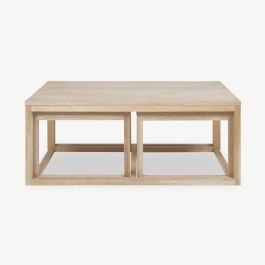 Aida Nesting Coffee Tables, Natural Oak, Set of 3