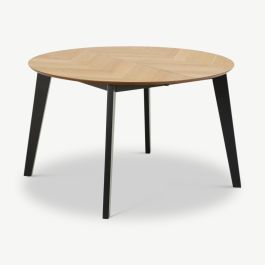 Berlin Extendable Round Dining Table, Natural Wood & Black - Ø120 cm