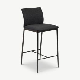 Demina Counterstool, Grey Fabric & Black Legs