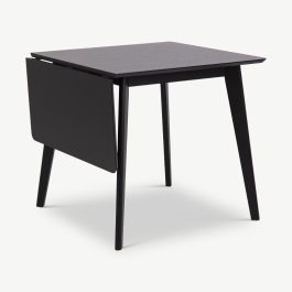 India Extendable Dining Table, Black Wood - 80 cm