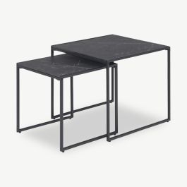 Infinity Nesting Side Tables, Black Marble Look, Set of 2