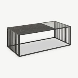 Joy Coffee Table, Black Marble Look & Metal