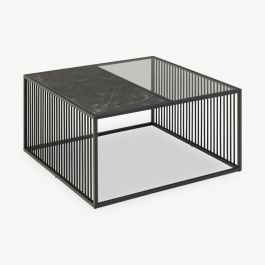 Joy Square Coffee Table, Black Marble Look & Metal