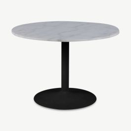Nani Round Dining Table, White Marble & Metal - Ø110 cm