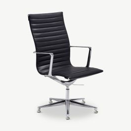 Ava Conference Chair, Black Leather, Highback