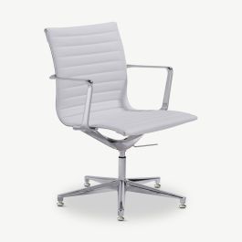 Mateo Conference Chair, White PU-leather, Lowback
