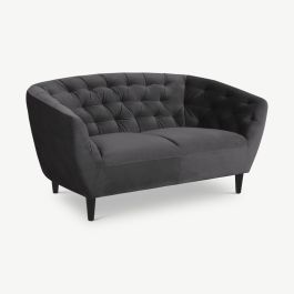 Aria 2 Seater Sofa, Dark Grey Velvet