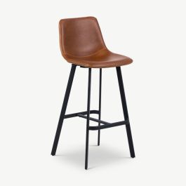Ridge Bar Stool, Cognac PU Leather