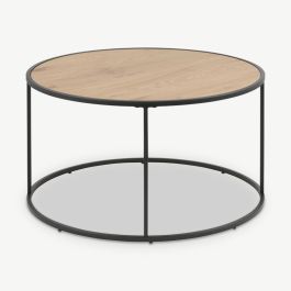 Dover Round Coffee Table, Wild Oak & Black