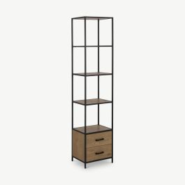 Dover Bookcase with Drawers, Wild Oak & Black