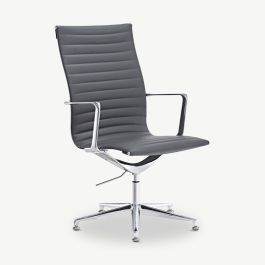 Ava Conference Chair, Grey Leather, Highback