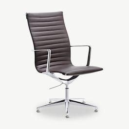 Ava Conference Chair, Dark Brown Leather, Highback