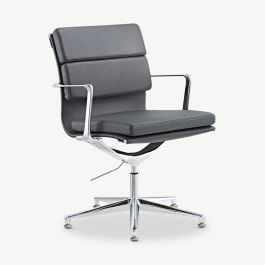 Lucas Conference Chair, Grey Leather, Lowback