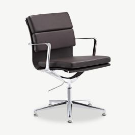 Lucas Conference Chair, Dark Brown Leather, Lowback
