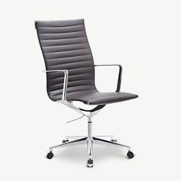 Akira Office Chair, Dark Brown Leather, Highback