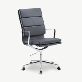 Maci Office Chair, Grey Leather, Highback