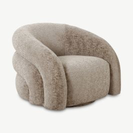 Victoria Swivel Lounge Chair, Taupe Textured Chenille