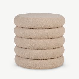 Oliver Storage Pouffe, Beige Bouclé
