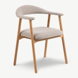 Bjorn Dining Armchair, Beige Boucle
