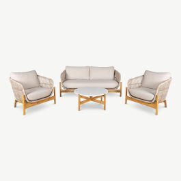 Paloma Garden Lounge Set, Acacia Wood & Beige