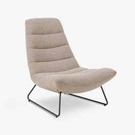 Kelly Lounge Chair, Beige Bouclé