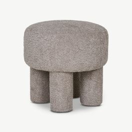 Silas Pouffe, Grey Textured Chenille