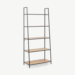 Dover Ladder-Style Bookcase, Wild Oak & Black