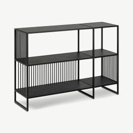 Joy Wide Bookcase, Black Marble Look & Metal