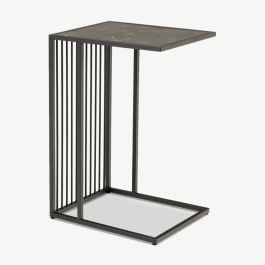 Joy C-Shape Side Table, Black Marble Look & Metal