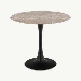 Eliza Round Dining Table, Brown Ceramic - Ø90 cm