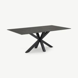 Talon Dining Table, Black Ceramic & Metal