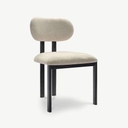 Percy Dining Chair, Beige Fabric, Black Metal