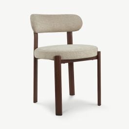 Duveen Dining Chair, Beige Fabric, Walnut