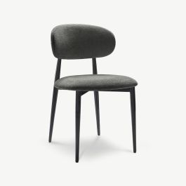 Rabiah Dining Chair, Anthracite Fabric, Black Metal