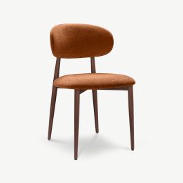 Rabiah Dining Chair, Terracotta Fabric, Walnut