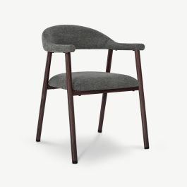 Bjorn Dining Armchair, Anthracite Fabric, Walnut