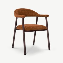 Bjorn Dining Armchair, Terracotta Fabric, Walnut