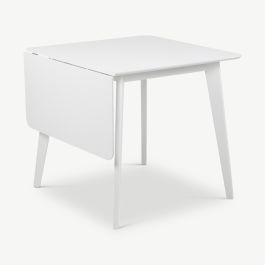 India Extendable Dining Table, White Wood - 80 cm