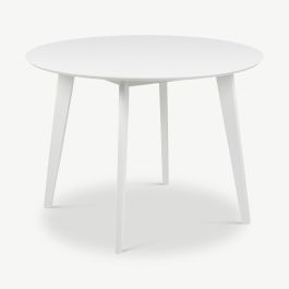 India Round Dining Table, White Wood - Ø105 cm