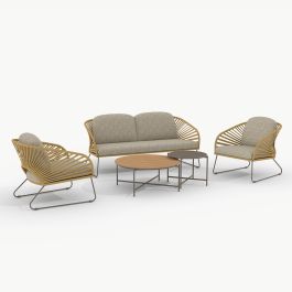 Lorella Outdoor Lounge Set, Yellow & Beige