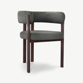 Percy Dining Chair with Armrests, Anthracite Fabric, Walnut