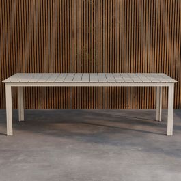 Tiers Table Outdoor Rectangular Dining , Beige Aluminum
