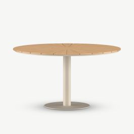 Wren Table Outdoor Round Dining , Beige Teak