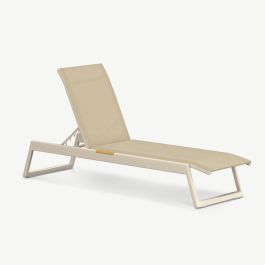 Cortez Outdoor Sun Lounge , Beige Teak