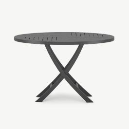Saffron Table Outdoor Round Dining , Black Teak